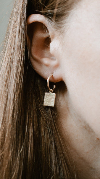 Textured Rectangle Loop Studs