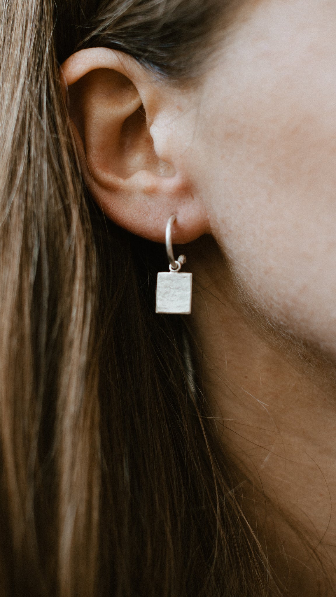 Textured Rectangle Loop Studs