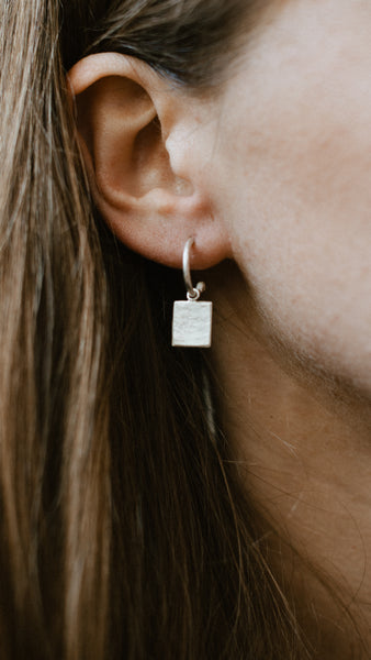 Textured Rectangle Loop Studs