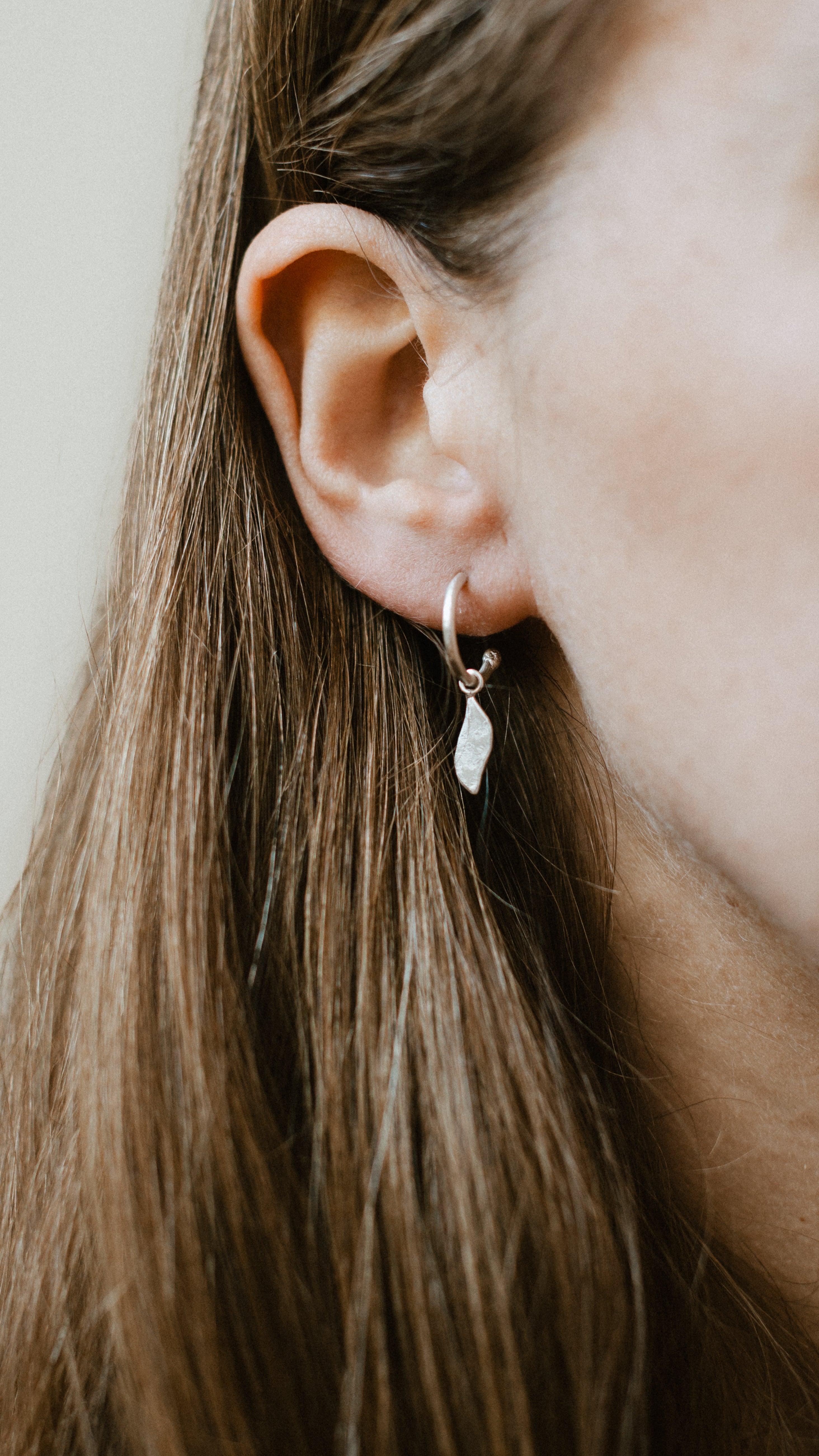 Textured Leaf Loop Studs